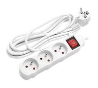 Aigostar Regleta alargador de 3 Tomas con Interruptor y Protección Infantil, 1.5 M, Blanco, 16A 250V