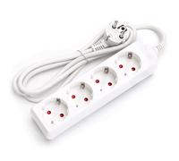 Aigostar Regleta alargador de 4 enchufes con cable de 1,5 metros,color blanco
