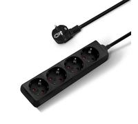 Aigostar Regleta Alargador de 4 Enchufes con Cable de 3 Metros， Color Negro