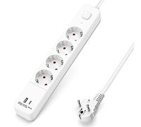 Aigostar Regleta alargador de 4 enchufes con Cable de 3 Metros e Interruptor de USB+Type C
