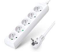 Aigostar Regleta alargador de 5 enchufes 16A 2P + E con cable de 5 metros e. Color Blanco