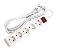 Aigostar Regleta alargador de 5 enchufes con cable de 1,5 metros e interruptor. Color Blanco