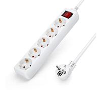 Aigostar Regleta alargador de 5 enchufes con cable de 5 metros e interruptor. Color Blanco