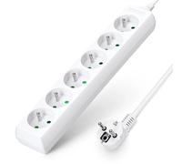 Aigostar Regleta alargador de 6 enchufes 16A 2P + E con cable de 1.5/3/5 metros e. Color Blanco