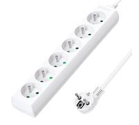 Aigostar Regleta alargador de 6 enchufes 16A 2P + E con cable de 3 metros e. Color Blanco