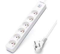 Aigostar Regleta alargador de 6 Tomas con Interruptor y Protección Infantil, 1.5/3/5 M, Francés, Blanco, 16A 250V