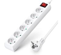 Aigostar Regleta alargador de 6 Tomas con Interruptor y Protección Infantil, 3 M, Blanco, MAX 3680W, 16A 250V