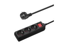 Aigostar Regleta de Enchufes con 3 Tomas,Regleta Alargador con Cable de 3 Metros e Interruptor,Negro
