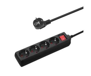 Aigostar Regleta de Enchufes con 4 Tomas,Regleta Alargador con Cable de 3 Metros e Interruptor,Negro