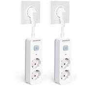 Aigostar Regleta Enchufe, Alargador Enchufe de 2 Tomas, Enchufe Multiple Regleta con Interruptor, Blanco, 2 Piezas