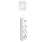 Aigostar Regleta Enchufe, Alargador Enchufe de 3 Tomas, Enchufe Multiple Regleta con Interruptor, Blanco