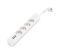 Aigostar Regleta Enchufe, Alargador Enchufe de 4 Tomas Corrientes y 3 Rápida USB Tomas, Enchufe Multiple Regleta con Interruptor, Blanco