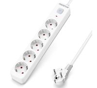 Aigostar Regleta Enchufes, Alargador Enchufe de 2/3/4/5/6 Enchufes con Interruptor, Cable de 1,5 Metros, Blanco