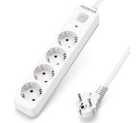 Aigostar Regleta Enchufes, Alargador Enchufe de 2/3/4/5/6 Enchufes con Interruptor, Cable de 3/5 Metros, Blanco