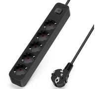 Aigostar Regleta Enchufes, Alargador Enchufe de 2/3/4/5/6 Enchufes con Interruptor, Cable de 3/5 Metros, Negro