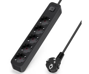 Aigostar Regleta Enchufes, Alargador Enchufe de 2/3/4/5/6 Enchufes con Interruptor, Cable de 3/5 Metros, Negro