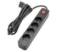 Aigostar Regleta Enchufes, Alargador Enchufe de 4 Enchufes con Interruptor, Cable de 3 Metros, Negro