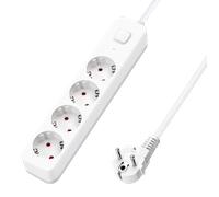 Aigostar Regleta Enchufes, Alargador Enchufe de 4 Enchufes con Interruptor, Cable de 5 Metros, Blanco