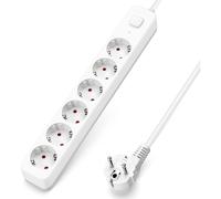 Aigostar Regleta Enchufes, Alargador Enchufe de 6 Enchufes con Interruptor GE0601 White 3m