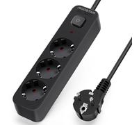 Aigostar Regleta Enchufes de 2/3/4/5/6 Enchufes, Alargador Enchufe 3/5 metros con Interruptor, Negro