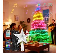 Aigostar RGBIC Guirnalda de Luces Exterior e Interior con Estrela de Árvore de Natal- 13M 100 LED Guirnaldas Luces con Enchufe, 39 Modos, Música, DIY, App, IP44 para Decoração de Halloween e Natal