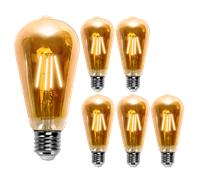 Aigostar ST64 Bombilla Edison Estilo Vintage. Bombilla Led E27 (Casquillo Gordo, 4W (Equivalente A 38W), Bombilla De Filamento Led Blanco Cálido (2200K). Ángulo De Haz 280º. No Regulable. Pack 5 Uds