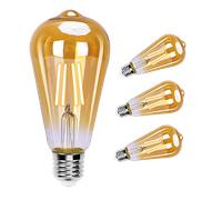 Aigostar ST64 Bombilla Edison Estilo Vintage. Bombilla Led E27 (Casquillo Gordo, 4W (Equivalente A 38W), Bombilla De Filamento Led Blanco Cálido (2200K). Ángulo De Haz 280º. No Regulable. Pack 4 Uds