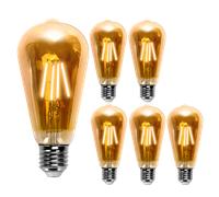 Aigostar ST64 Bombilla Edison Estilo Vintage. Bombilla Led E27 (Casquillo Gordo, 8W (Equivalente A 60W), Bombilla De Filamento Led Blanco Cálido (2200K). Ángulo De Haz 280º. No Regulable. Pack 5 Uds