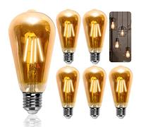 Aigostar ST64 Bombilla LED E27 Edison Estilo Vintage (Casquillo Gordo, 8W (Equivalente A 60W), Bombilla De Filamento Led Blanco Cálido (2200K). Ángulo De Haz 280º. No Regulable. Pack 5 Uds