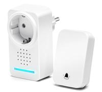 Aigostar Timbre Inalámbrico con Enchufe, Timbre de Puerta con Autoalimentado, Timbre Inalámbrico Exterior Impermeable con Indicadores LED, Resistente al Agua, 30 Melodías, 5 Niveles de Volumen, Blanco