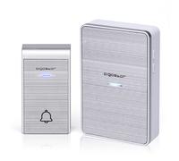 Aigostar Timbre Inalámbrico para Puerta，Exterior IP44 impermeable , timbre inalámbrico a pilas ,de Puerta con Indicadores LED, 36 Melodías,1 Receptores y 1 Transmisor Silver