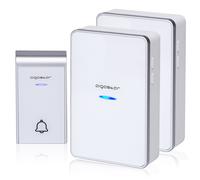 Aigostar Timbre inalámbrico portátil, Timbre Inalámbrico Exterior Impermeable,3 Niveles de Volumen Ajustables, 36 Melodías, 2 Receptores y 1 Transmisor White