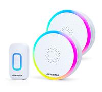 Aigostar Timbre Inalámbrico RGB, timbre inalámbrico exterior impermeable, IP55, 5 Niveles de Volumen (0-120dB) y 60 Melodías, Timbre para Ancianos, Casa, Oficina, 2 Receptor y 1 Transmisor White