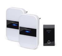 Aigostar Timbre inalámbrico, Timbre de Puerta con Indicadores LED, Resistente al Agua, 36 Melodías, 3 Niveles de Volumen, Timbre para Ancianos, Casa, Oficina (2 Receptor y 1 Transmisor) White&black