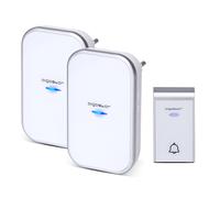Aigostar Timbre inalámbrico, Timbre de Puerta con Indicadores LED, Resistente al Agua, 36 Melodías, 3 Niveles de Volumen, Timbre para Ancianos, Casa, Oficina (2 Receptor y 1 Transmisor) White
