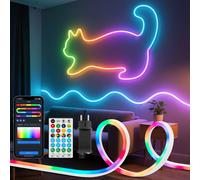 Aigostar Tira de LED Neon RGBIC Inteligente, 3M 90LEDs, Control por Segmentos DIY de Color, APP y Mando, Music Sync, 39 Efectos Dinámicos, IP44 Impermeable para Navidad, Halloween, Gaming, Fiestas