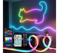 Aigostar Tira de LED Neon RGBIC Inteligente, 3M 90LEDs, Control por Segmentos DIY de Color, APP y Mando, Music Sync, 39 Efectos Dinámicos, IP44 Impermeable para Navidad, Halloween, Gaming, Fiestas