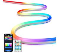 Aigostar Tira de LED Neon RGBIC Inteligente, 5M 150LEDs, Control por Segmentos DIY de Color, APP y Mando, Music Sync, 39 Efectos Dinámicos, IP44 Impermeable para Terraza, Jardín, Gaming, Decoración