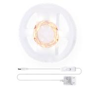 Aigostar - Tira LED de 3m, Tira de Luz Blanco Cálido 3000K con Funcionamiento con un solo botón, Habitacion Tira de LED autoadhesiva DIY para El Interior del Hogar, TV, Escaleras, Decoración de Cocina