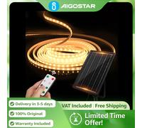 Aigostar Tira LED Solar 100W 10 Metros | Impermeable IP65 con Mando | Luz Cálida para Camino, Escalera, Jardín
