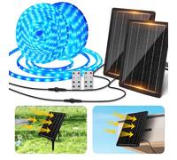 Aigostar Tira LED Solar Exterior 10M con Control Remoto 2 PCS,100W 300 LEDs RGB Tira LED Exterior Impermeable IP65,Kit de Instalacion para Placa Solar,Jardín,Patio,Camino,Fiesta,Escalera