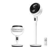 Aigostar Ventilador de Pie Silencioso 23dB con Mando, Motor DC, 24W Circulador Ventiladores Bajo Consumo, Oscilación 135°+85°, 9 Velocidades y Temporizador 9 H, Función de aromaterapia, Blanco Airflow