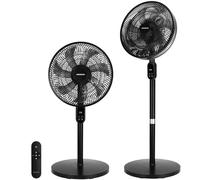 Aigostar Ventilador de Pie Silencioso, Oscilación de 120º, 7 Aspas, Mando a Distancia, Pantalla Táctil, Temporizador 12 h, 3 Velocidades, 3 Modos, Ventilador de Pie y de Sobremesa 2 en 1, 91/125 cm