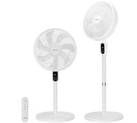 Aigostar Ventilador de Pie Silencioso, Oscilación de 120º, 7 Aspas, Mando a Distancia, Pantalla Táctil, Temporizador 12 h, 3 Velocidades, 3 Modos, Ventilador de Pie y de Sobremesa 2 en 1, 91/125 cm
