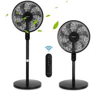 Aigostar Ventilador de Pie Silencioso - oscilación de 120°, 7 aspas, mando a distancia, pantalla táctil, temporizador de 12 h, 3 velocidades y 3 modos. Altura regulable: 90 cm (modo sobremesa) o 125