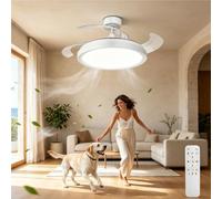 Aigostar Ventilador de Techo con Luces y Aspas Retráctiles, Blanco | 78W 5300LM, CCT 2700K-6500K y Brillo Ajustable, con Control Remoto, Función Verano e Invierno para sala de estar, dormitorio