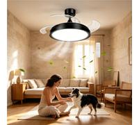 Aigostar Ventilador de Techo con Luces y Aspas Retráctiles, Negro | 78W 5300LM, CCT 2700K-6500K y Brillo Ajustable, con Control Remoto, Función Verano e Invierno para sala de estar, dormitorio