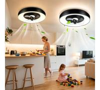 Aigostar Ventilador de Techo con Luz, Compatible con Alexa, 40W, 4400LM, 2700K-6500K Regulable, 6 Velocidades, 50CM - Ventilador Techo Inteligente con Mando a Distancia y Gateway, 2Uds