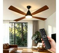 Aigostar Ventilador de Techo con Luz Silencioso 132 cm, Mando a Distancia | 3000K/4000K/6000K Regulable, 6 Velocidades, 30W Motor DC Reversible, Ideal para Dormitorio, Sala o Cocina
