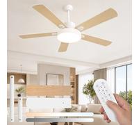 Aigostar Ventilador de Techo con Luz Silencioso 52″, Motor DC Reversible 29W, 31.5W LED, Mando a Distancia, 6 Velocidades, 3000K/4000K/6500K Regulable, Ideal para Dormitorio, Sala o Cocina